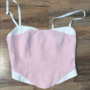 Pink and White Bustier Top
